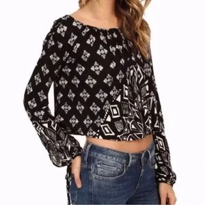 Free people boho long sleeve crop top